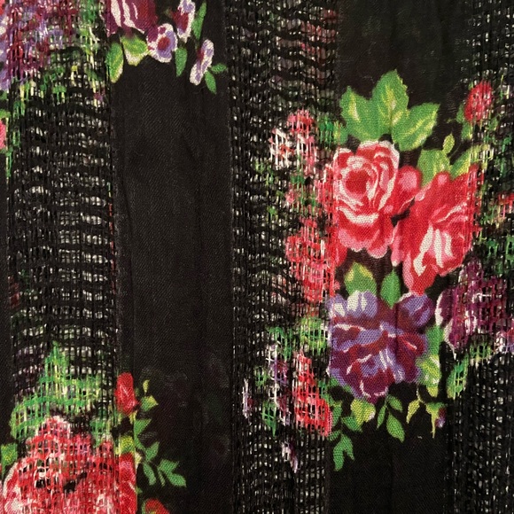 Light Weight Black Floral Scarf - Picture 2 of 4